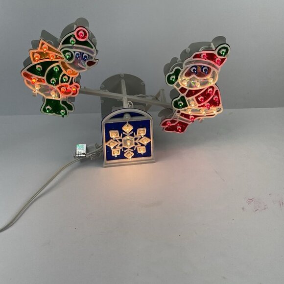 Christmas Animated Holographic Santa Snowman Light See-Saw teeter totter - Picture 2 of 9